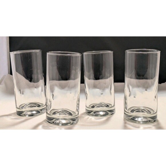 Set Of 4 LIBBEY Crisa Thumbprint/Impressions Dimple Clear Cocktail Glasses 6” - Picture 1 of 7